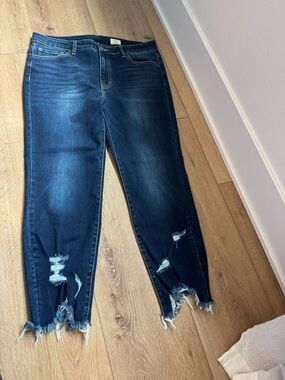 Bridge By Gly Dark Wash Denim Mid Rise Ankle Skinny Jeans Womens Size 32 (10)